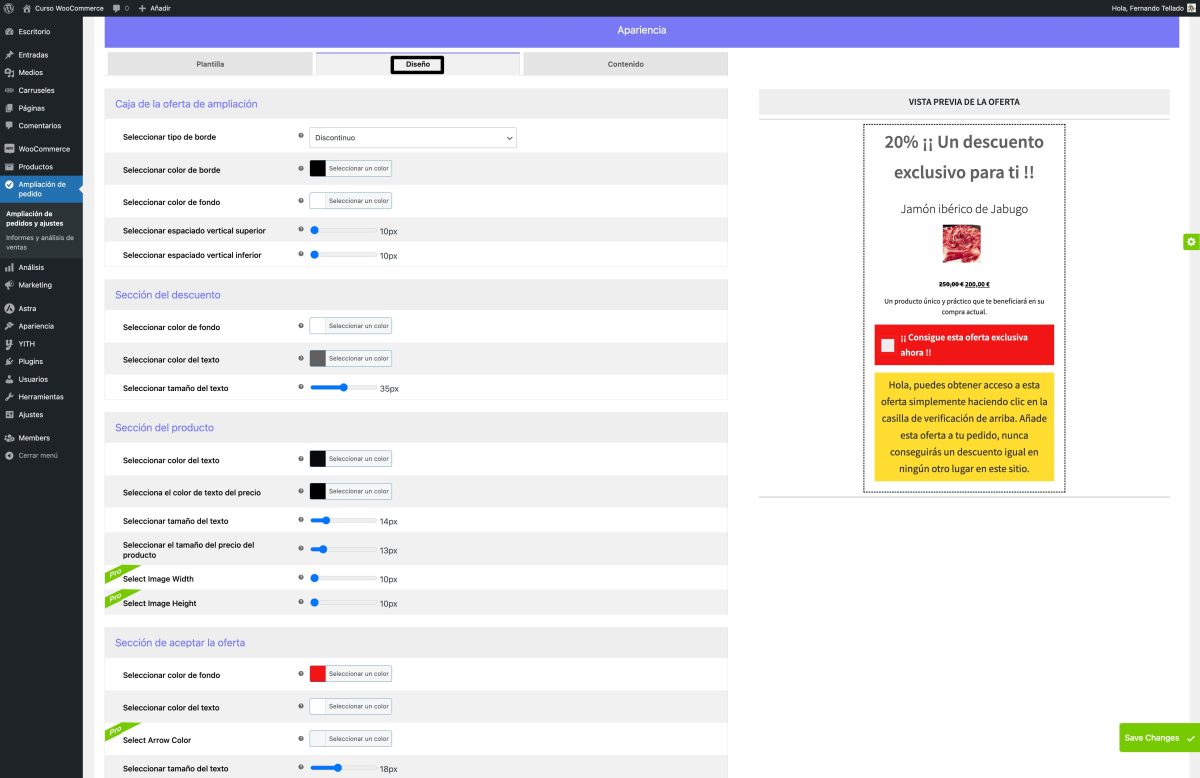 oferta ampliacion pedido diseño