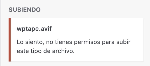 error wordpress subir avif
