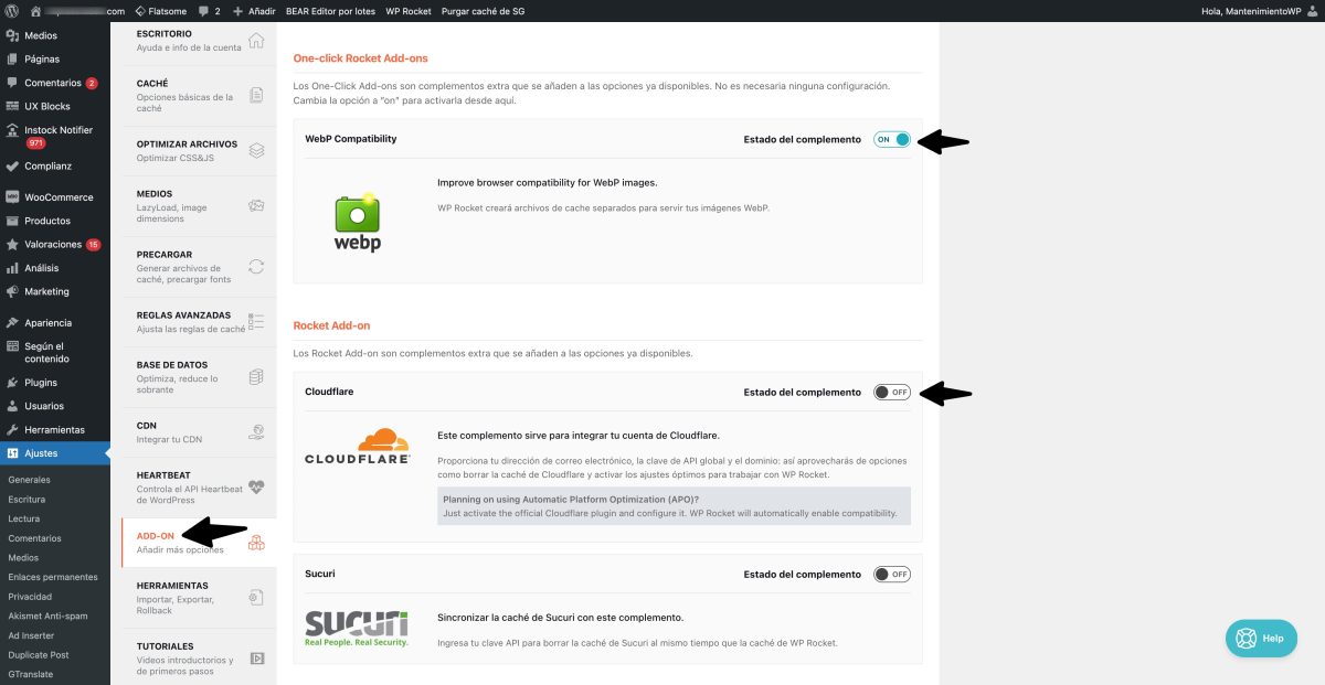 optijmizar add on wp rocket flatsome