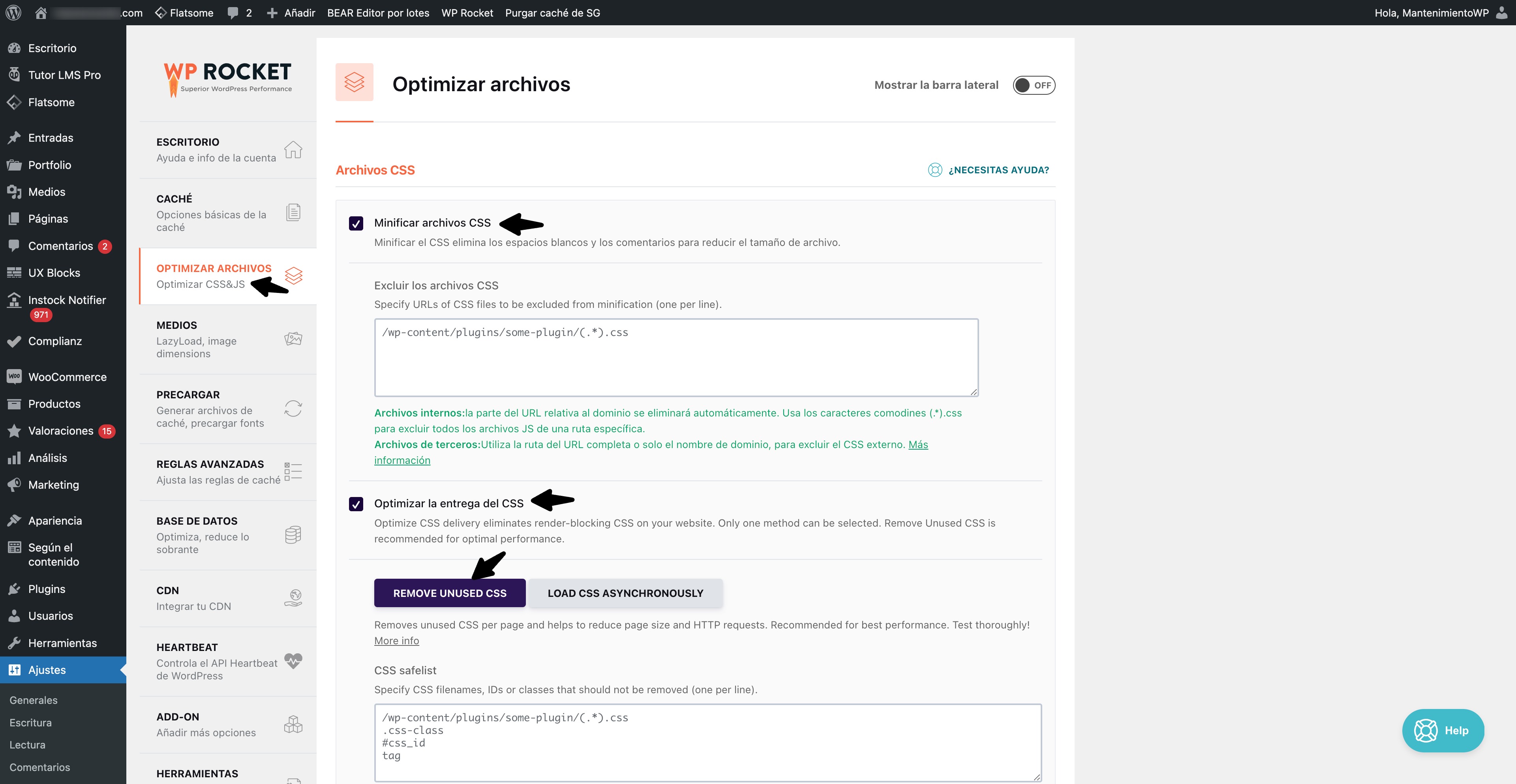 optimizar archivos wp rocket flatsome 1