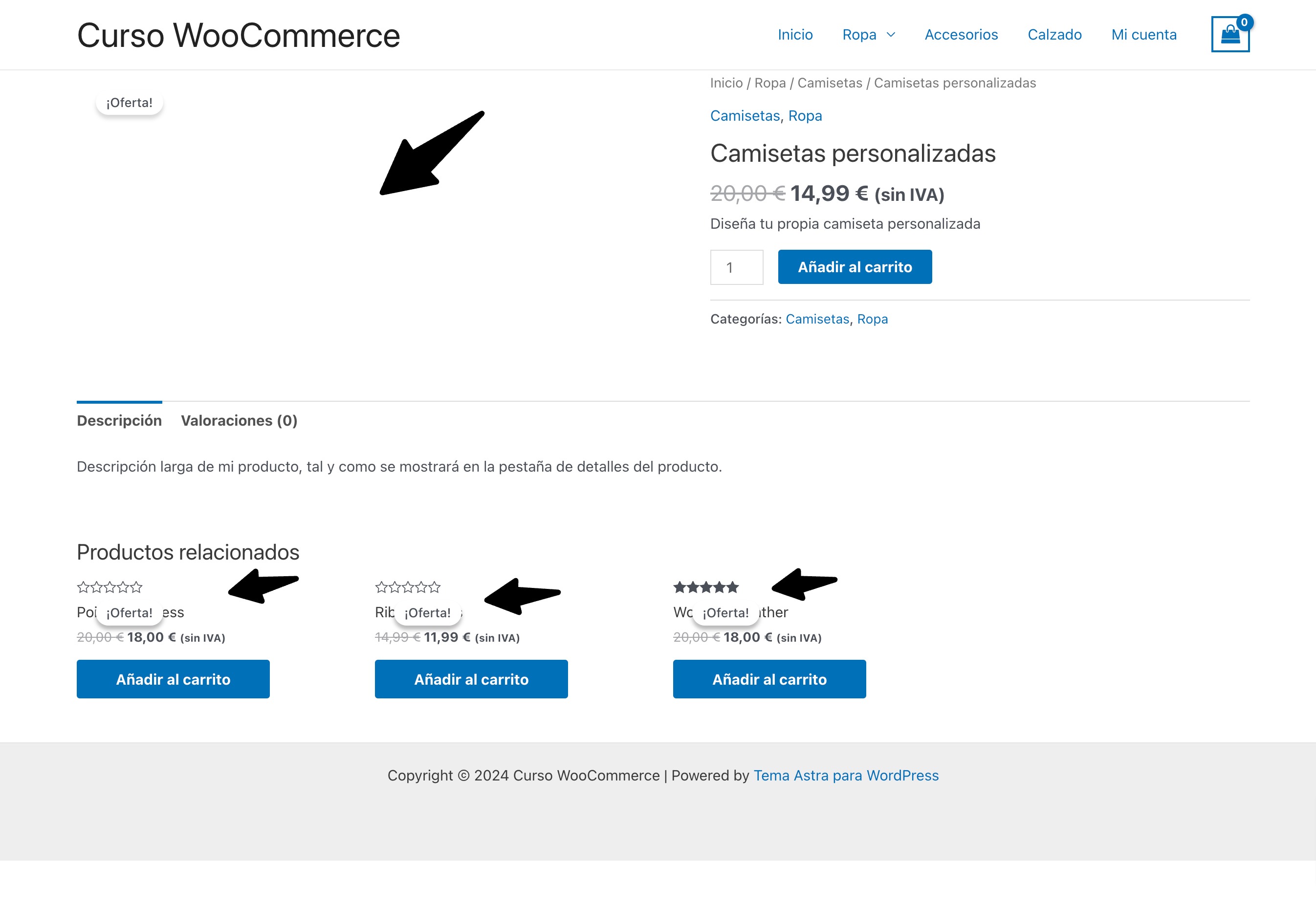pagina producto woocommerce sin imagenes