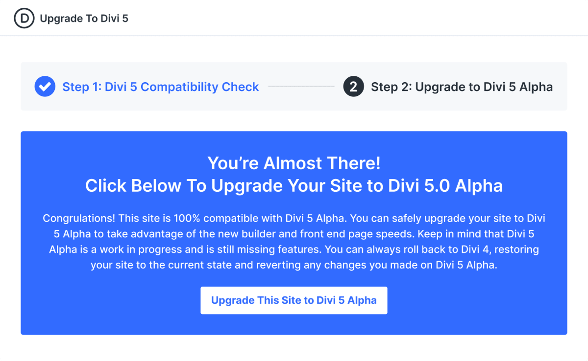 divi 5 upgrade 1
