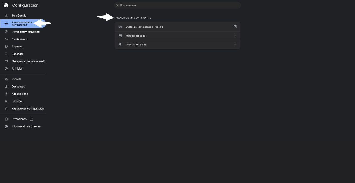 ajustes autocompletar navegador