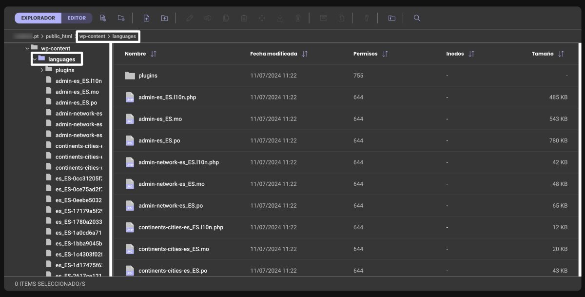 carpeta languages wordpress
