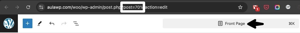 id pagina editor wordpress