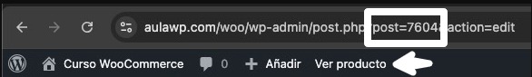 id producto woocommerce editor wordpress