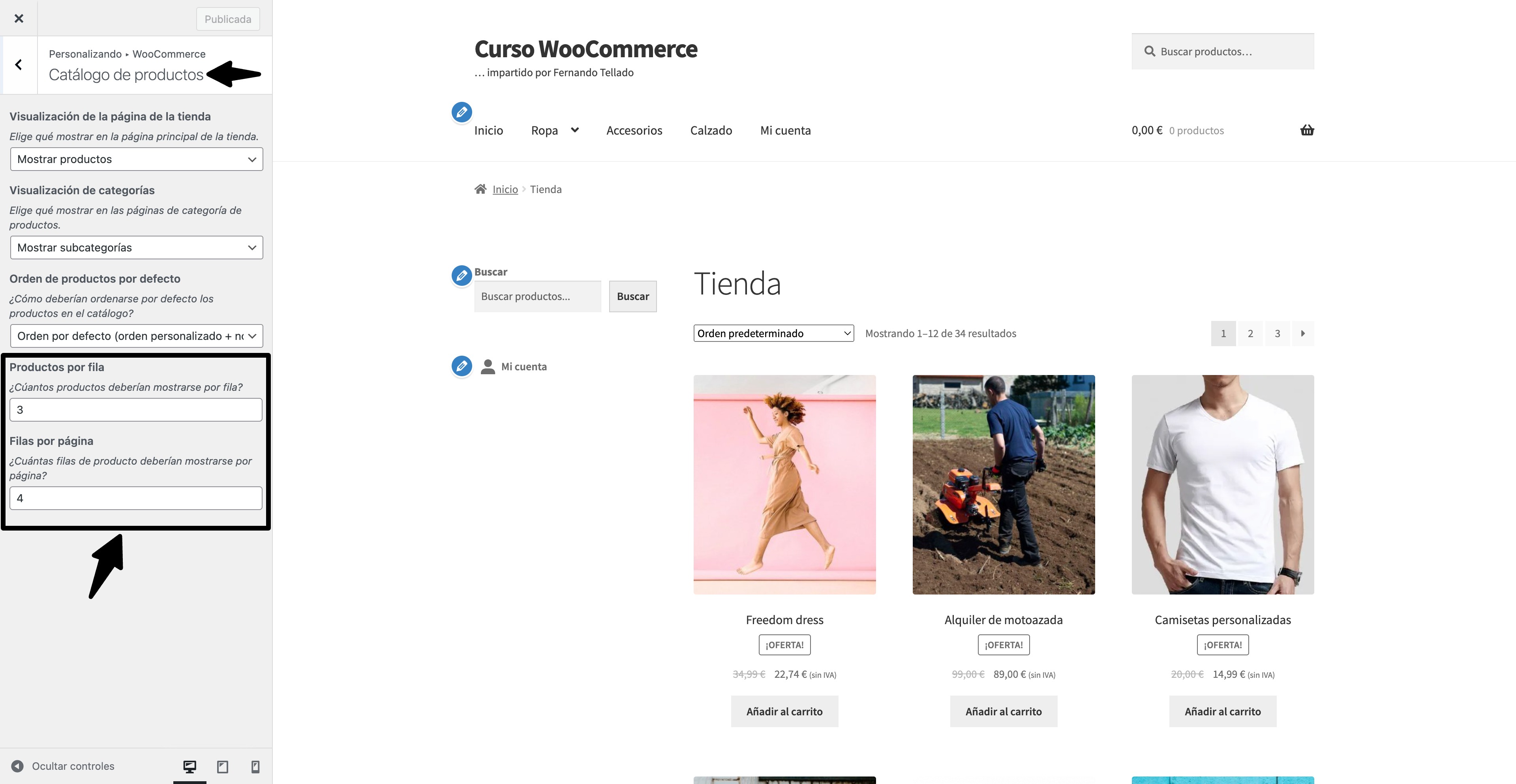 reducir dom catalogo productos woocommerce