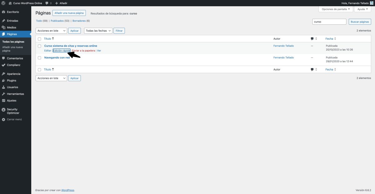 edicion rapida entradas wordpress