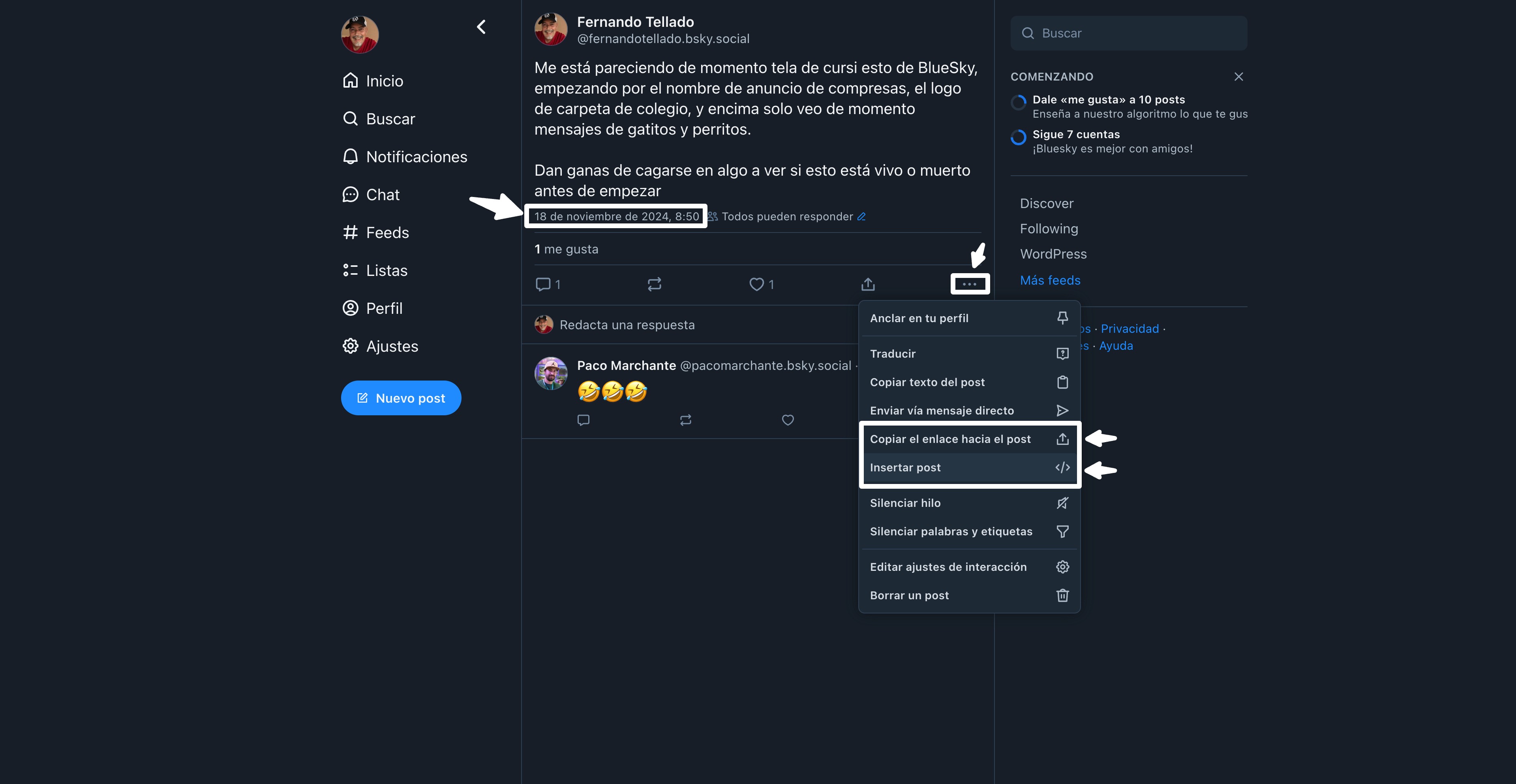 compartir publicacion bluesky wordpress