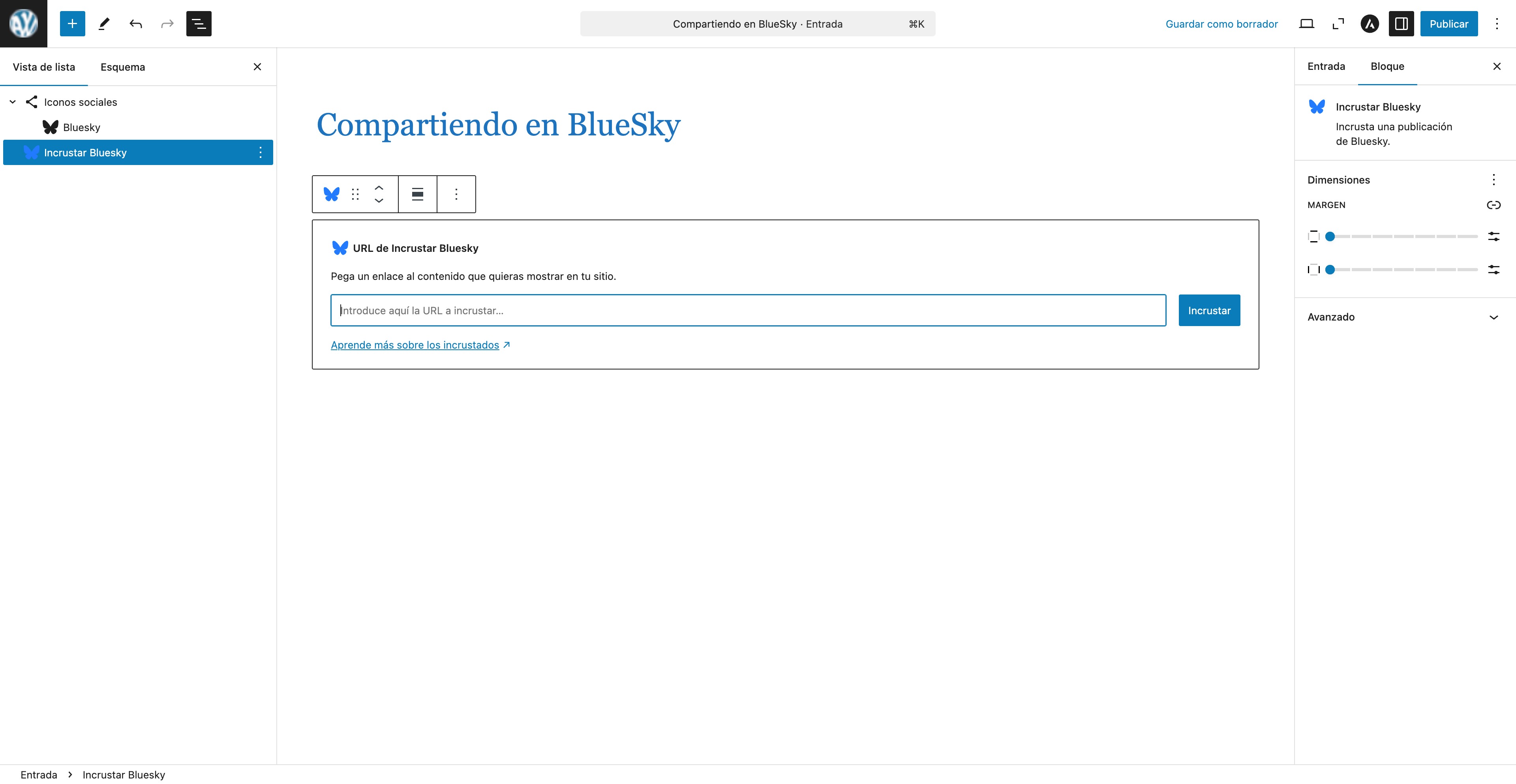 incrustar oembed wordpress bluesky