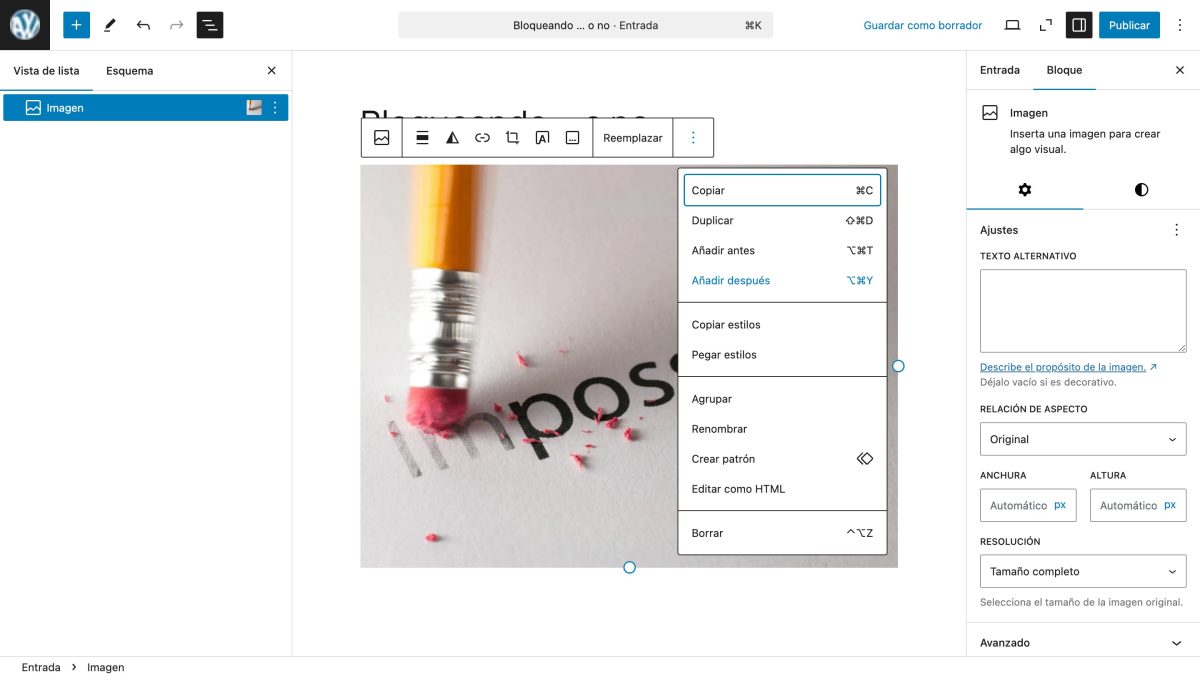 desactivado bloquear bloques wordpress