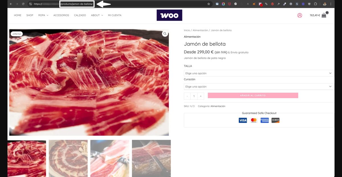 slug defecto producto woocommerce