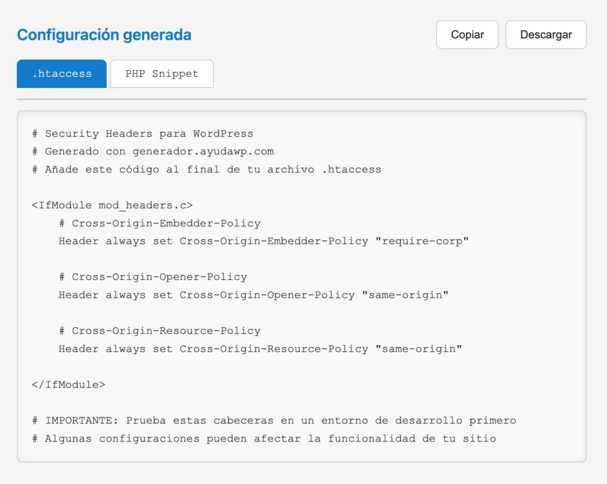 descargar configuracion security headers htaccess