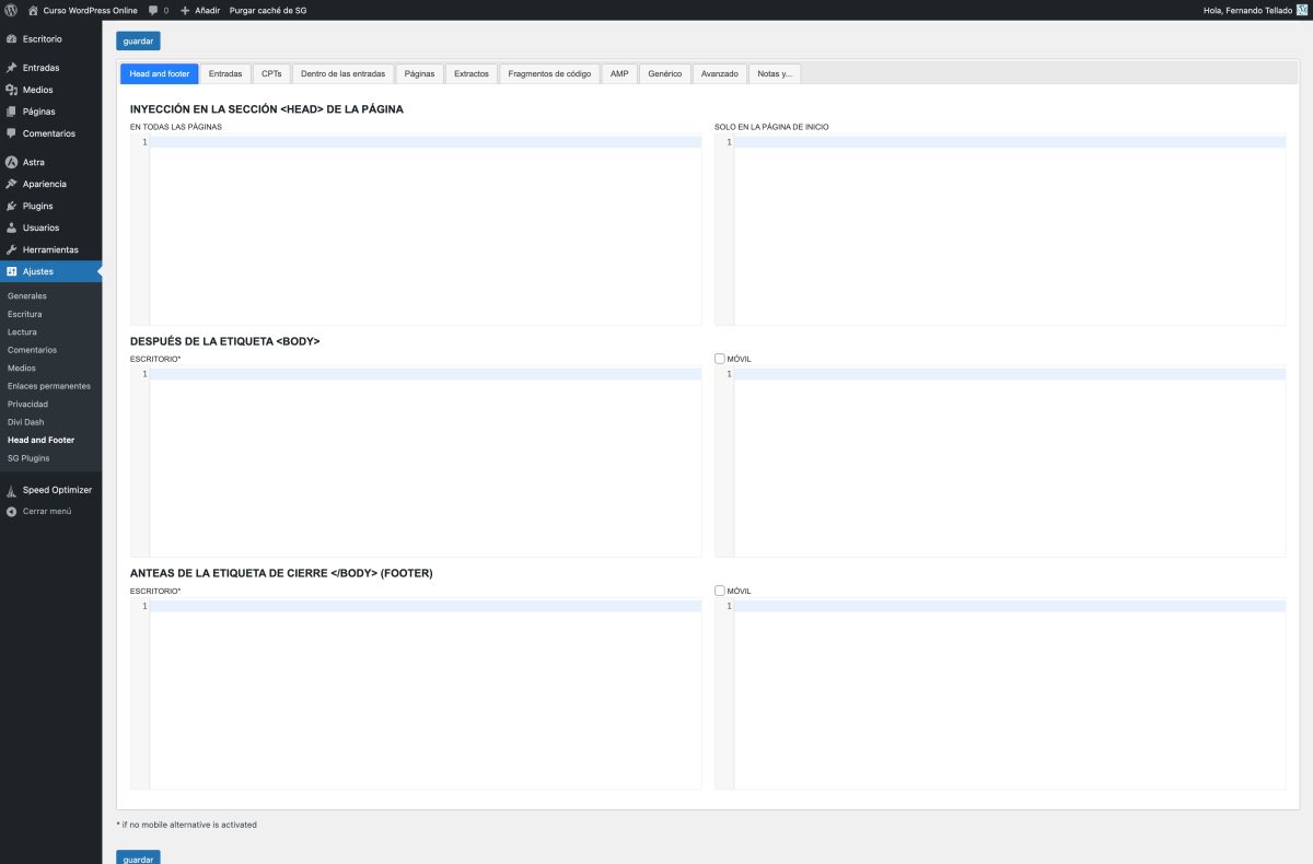 head and footer curso wordpress online — wordpress 22 01 2025 13 03