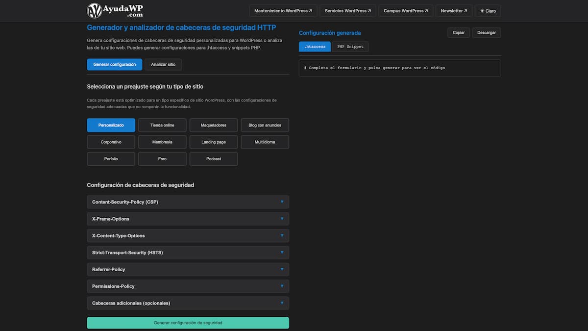 security headers http generator free gratis