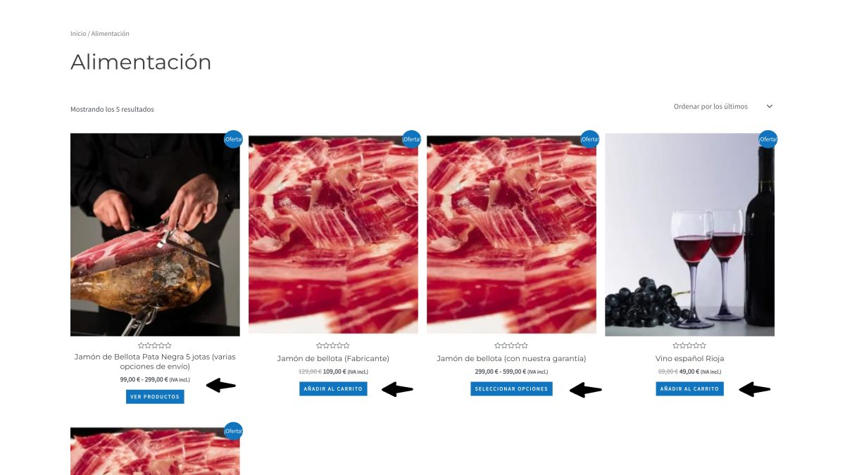 tienda woocommerce con precios