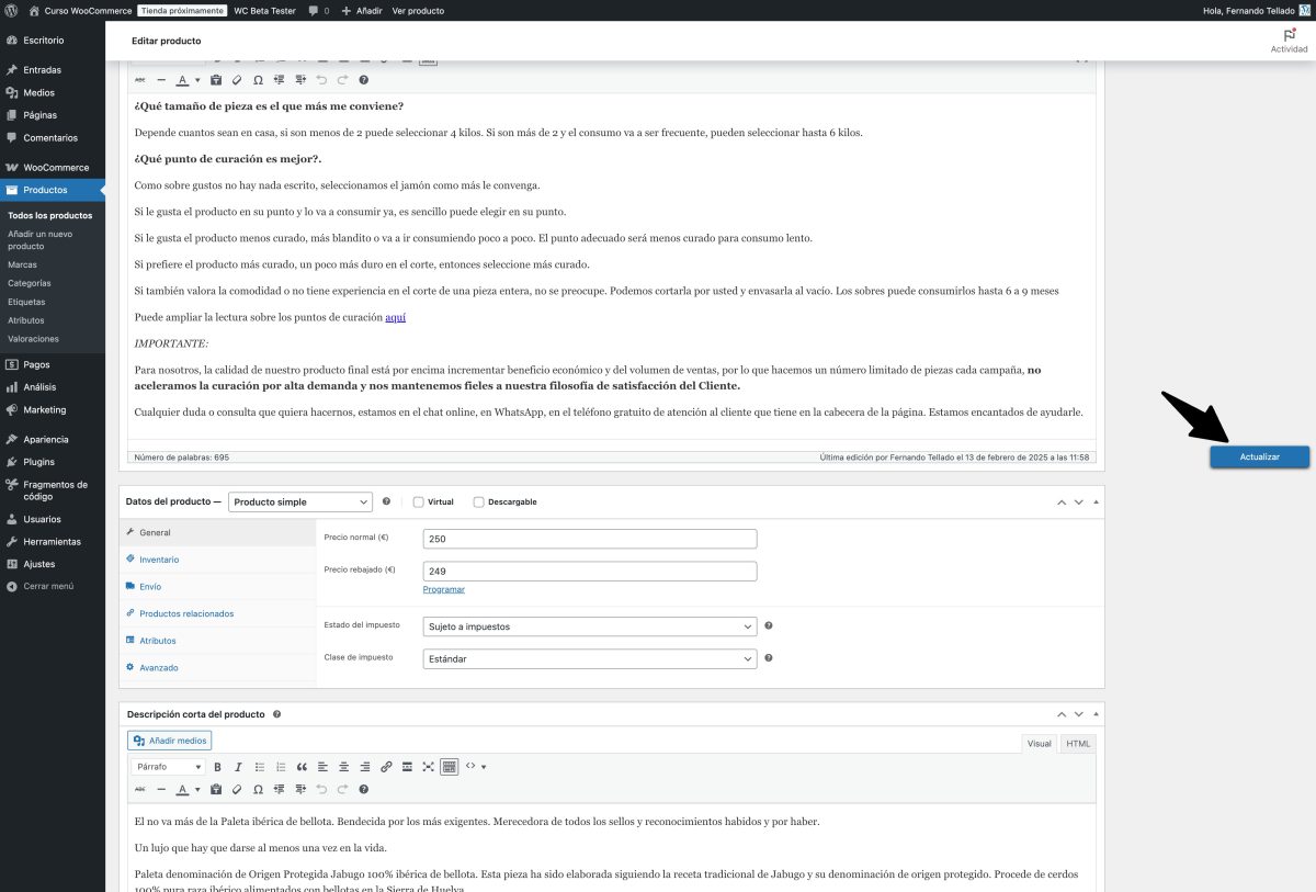 boton flotante publicar guardar actualizar editor clasico wordpress