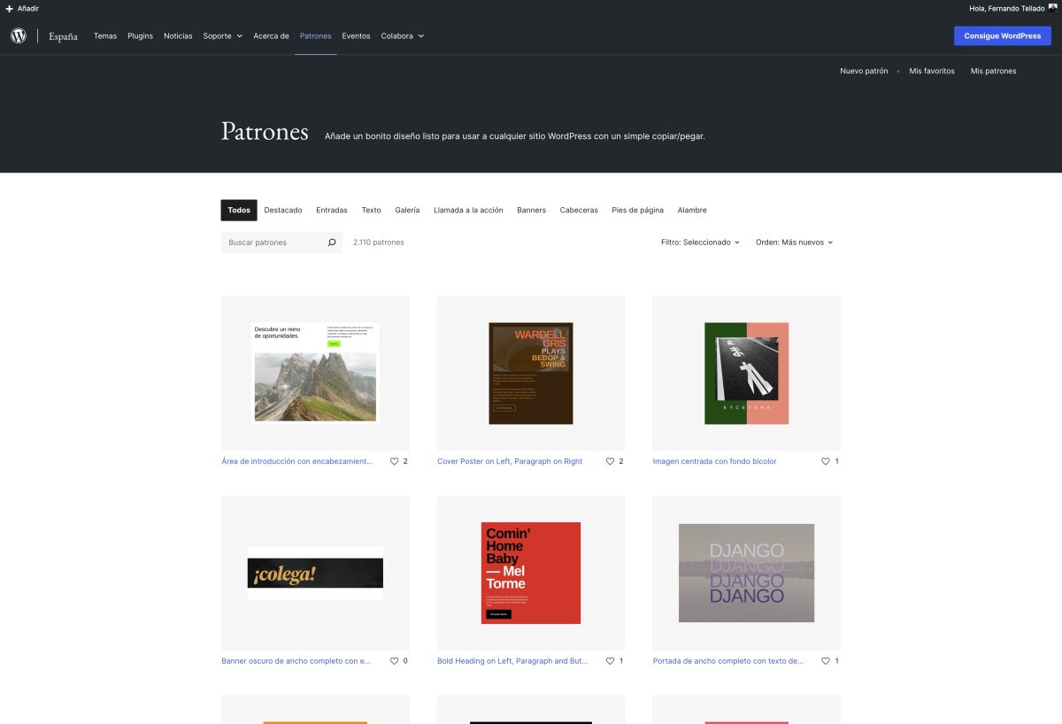 directorio de patrones de bloques – wordpress org españa