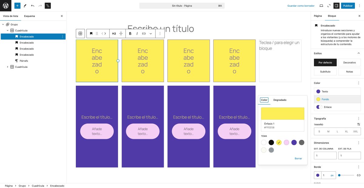 editando bloques de patron wordpress