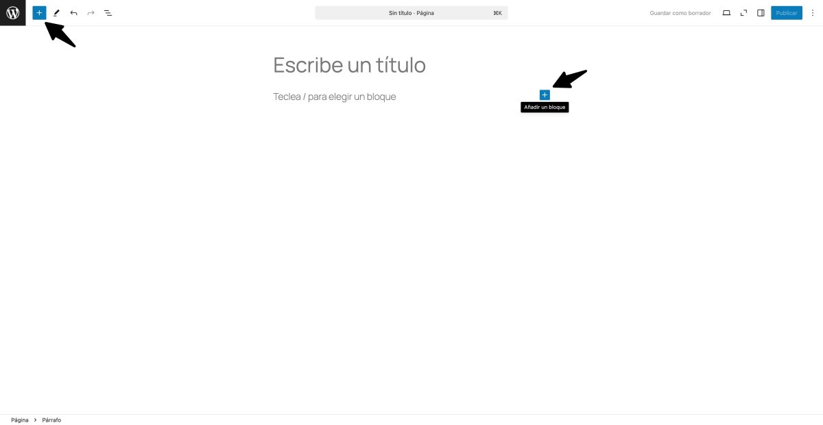 editor wordpress añadir bloques o patrones
