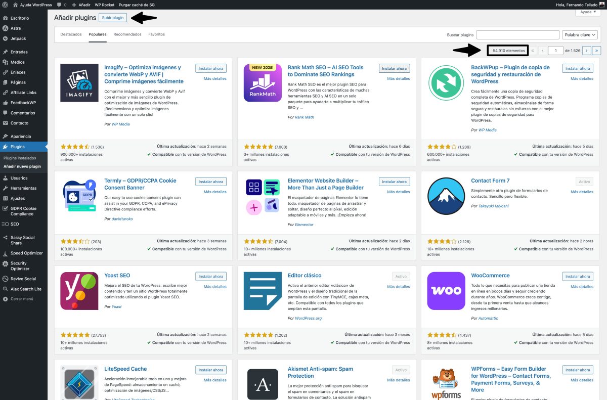 instalar plugings wordpress