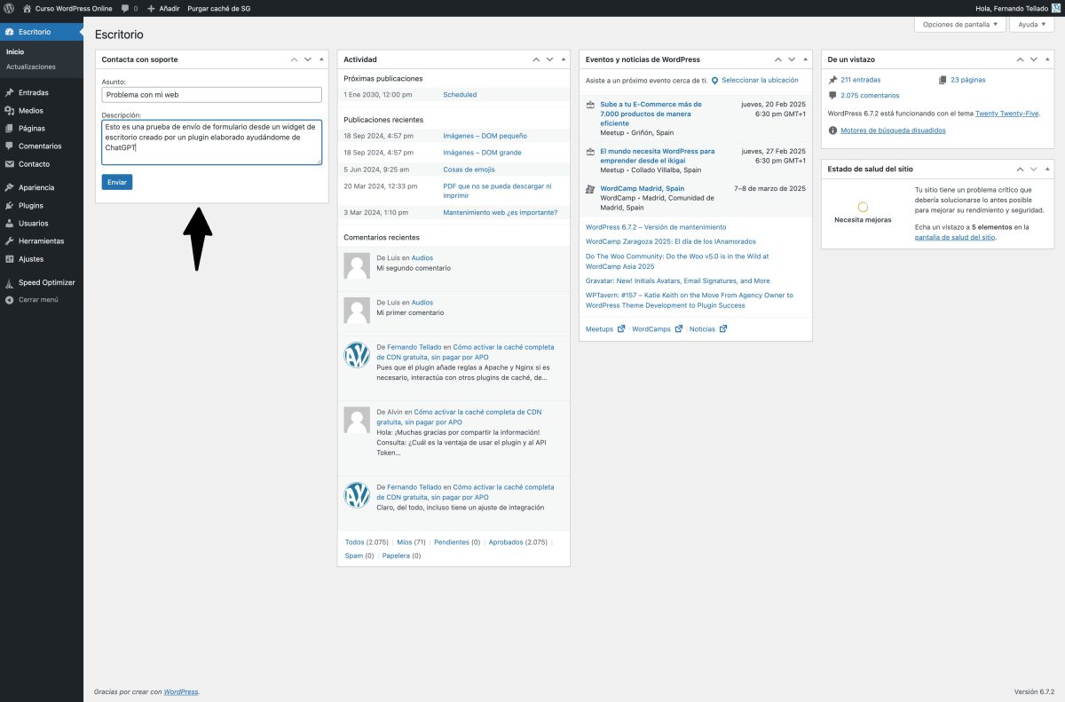 widget escritorio creado plugin chatgpt