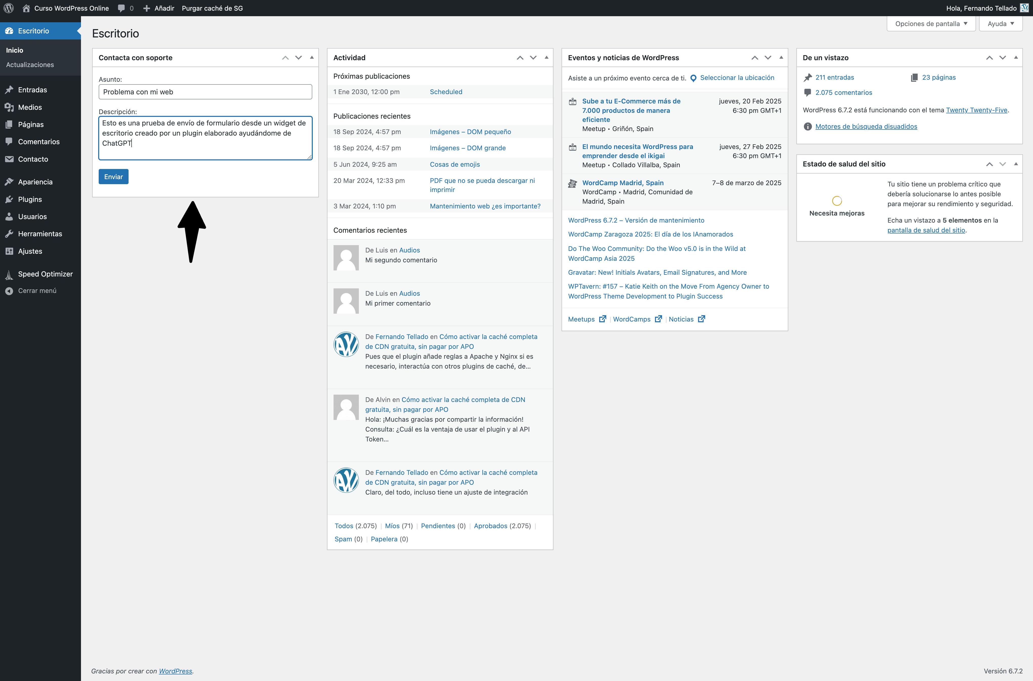 widget escritorio creado plugin chatgpt