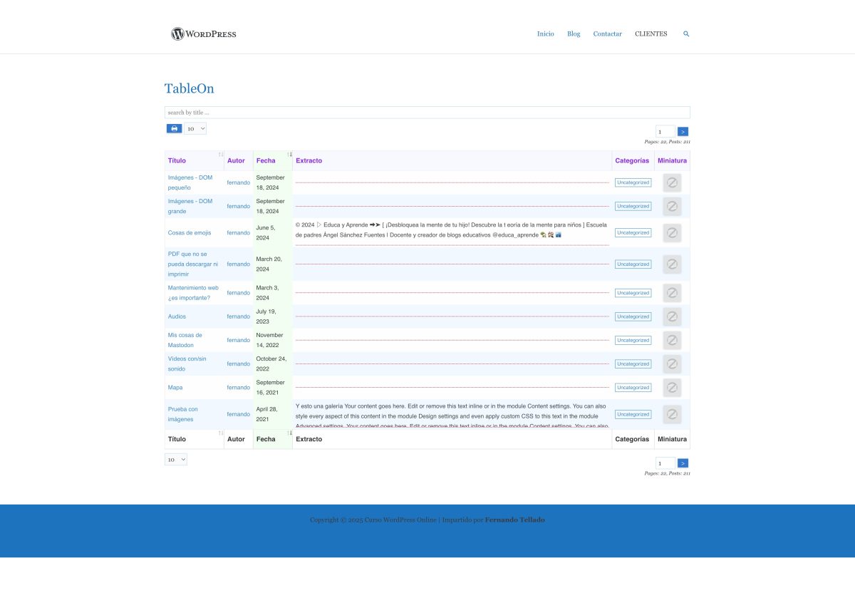 tableon – curso wordpress online