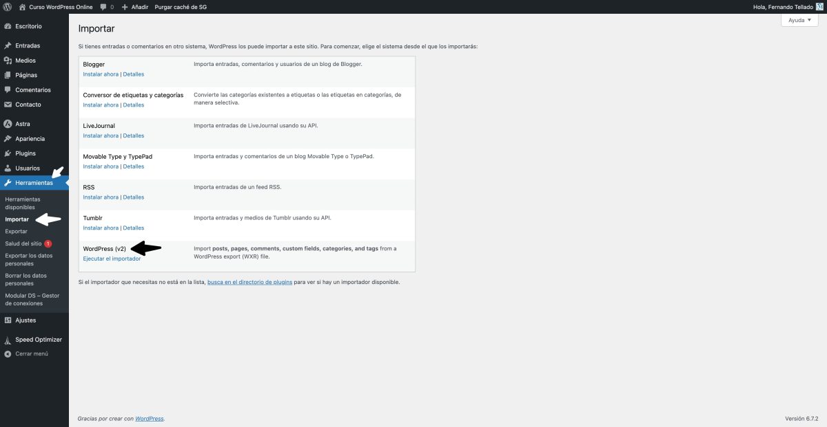 wordpress importer v2