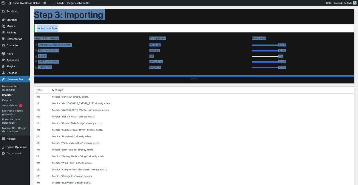 wordpress importer v2 paso 3