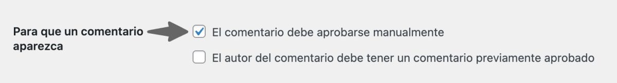 aprobacion manual comentarios wordpress