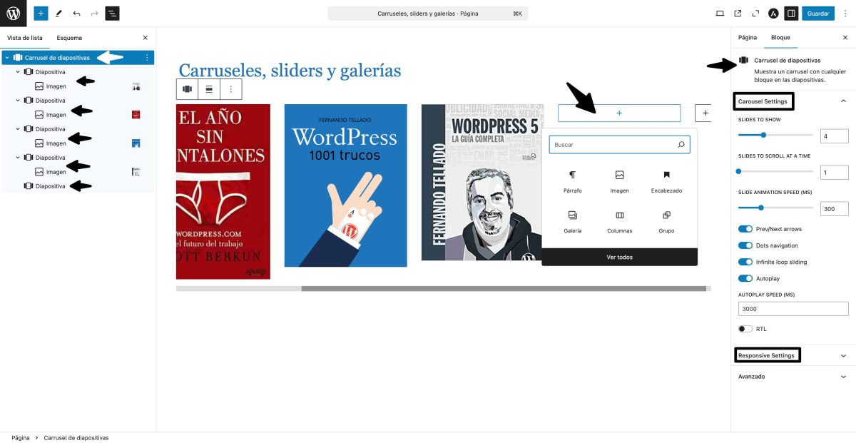 bloque carrusel de diapositivas