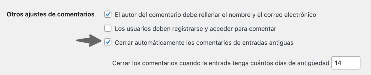 cerrar automaticamente comentarios wordpress