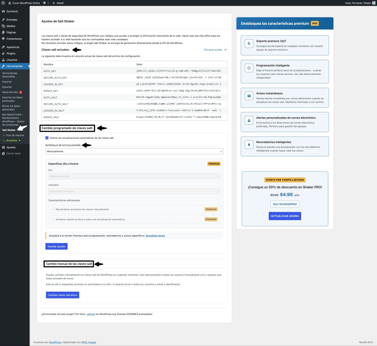 ajustes plugin salt shaker wordpress