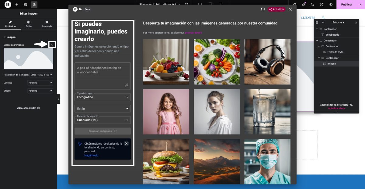 ia editor imagen elementor