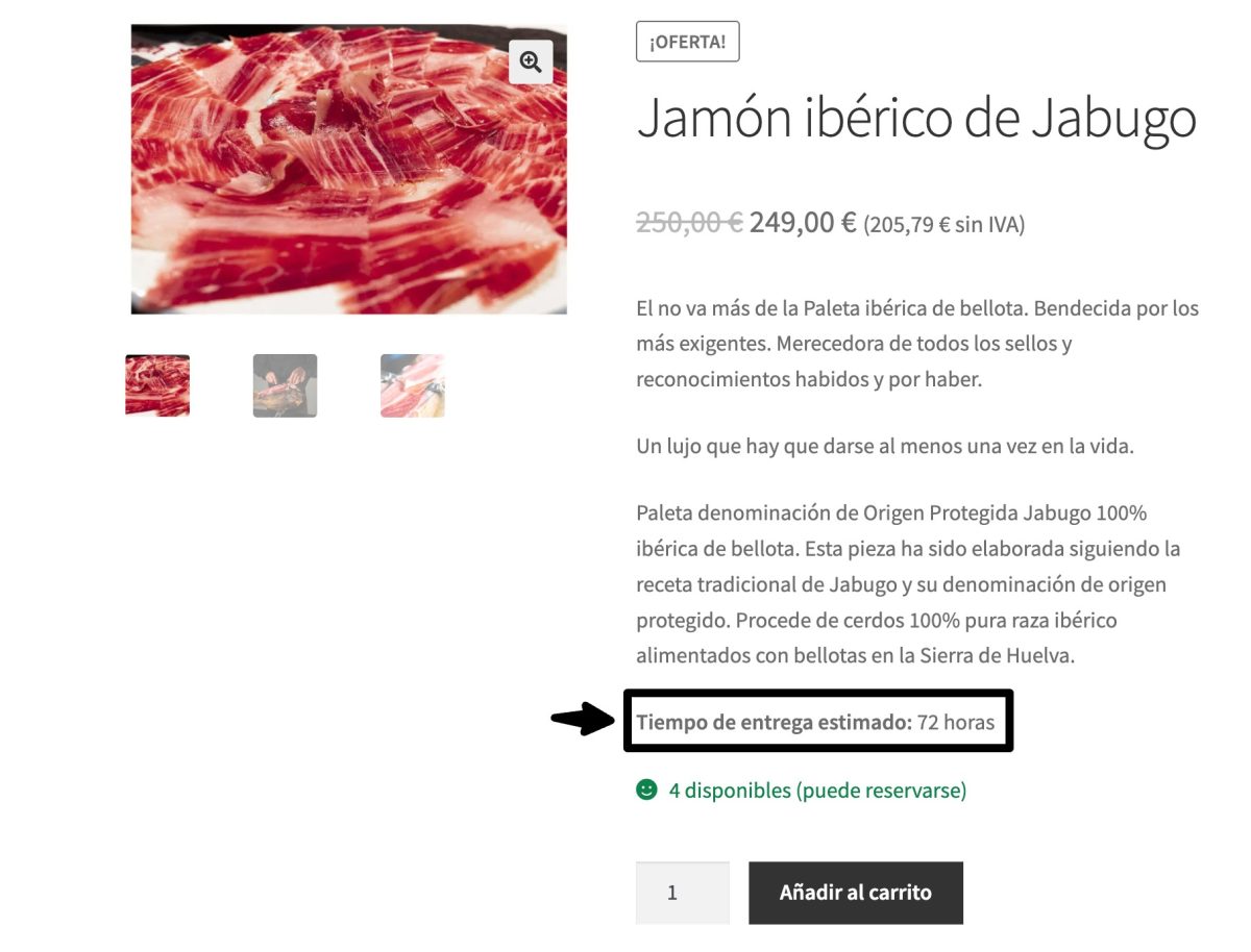 woocommerce campo tiempo entrega estimado visible