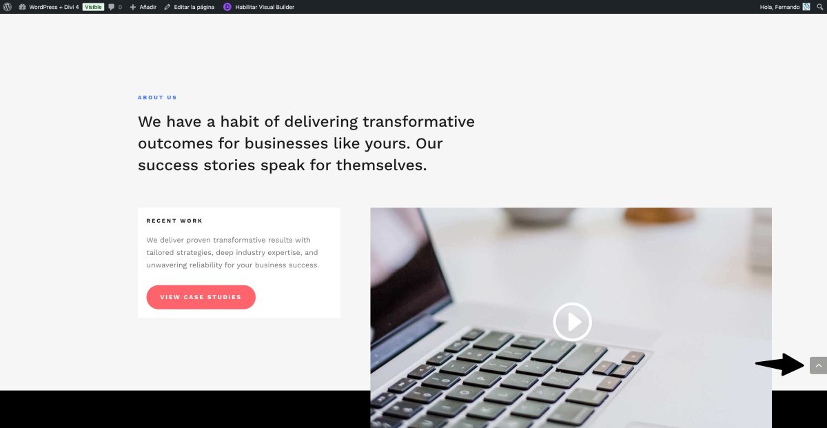 boton volver arriba por defecto divi