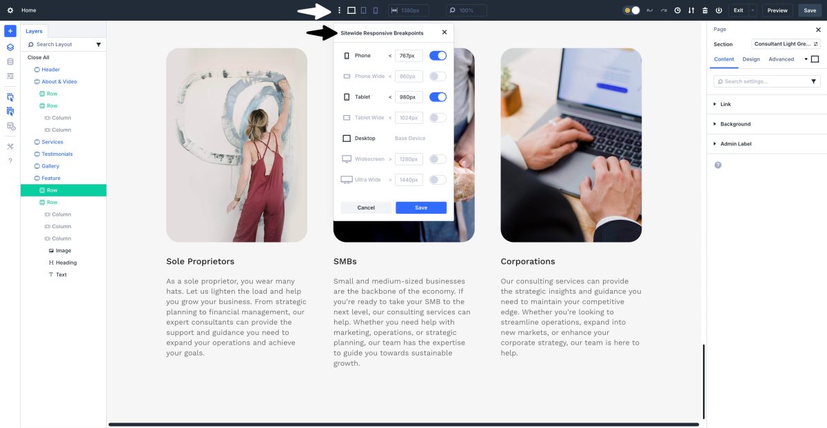 breakpoints responsive divi 5