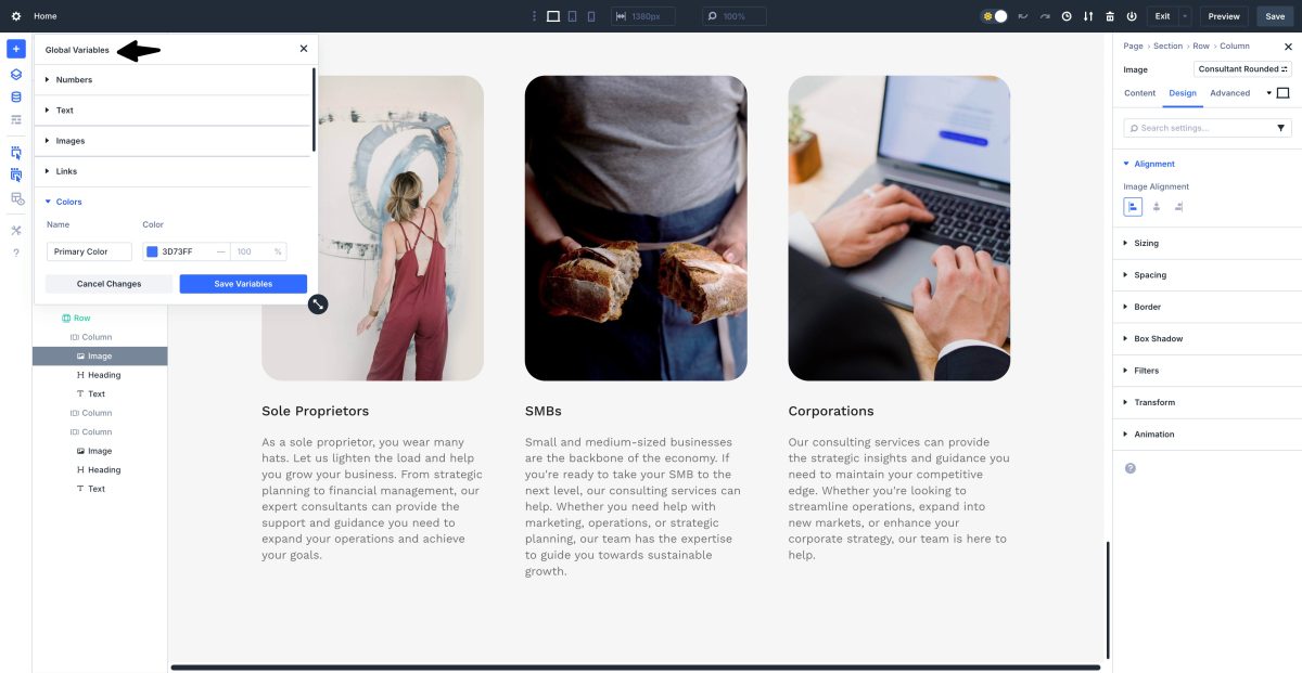 variables globales divi 5