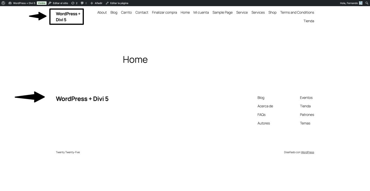 wordpress tema divi 5 desactivado sin shortcodes
