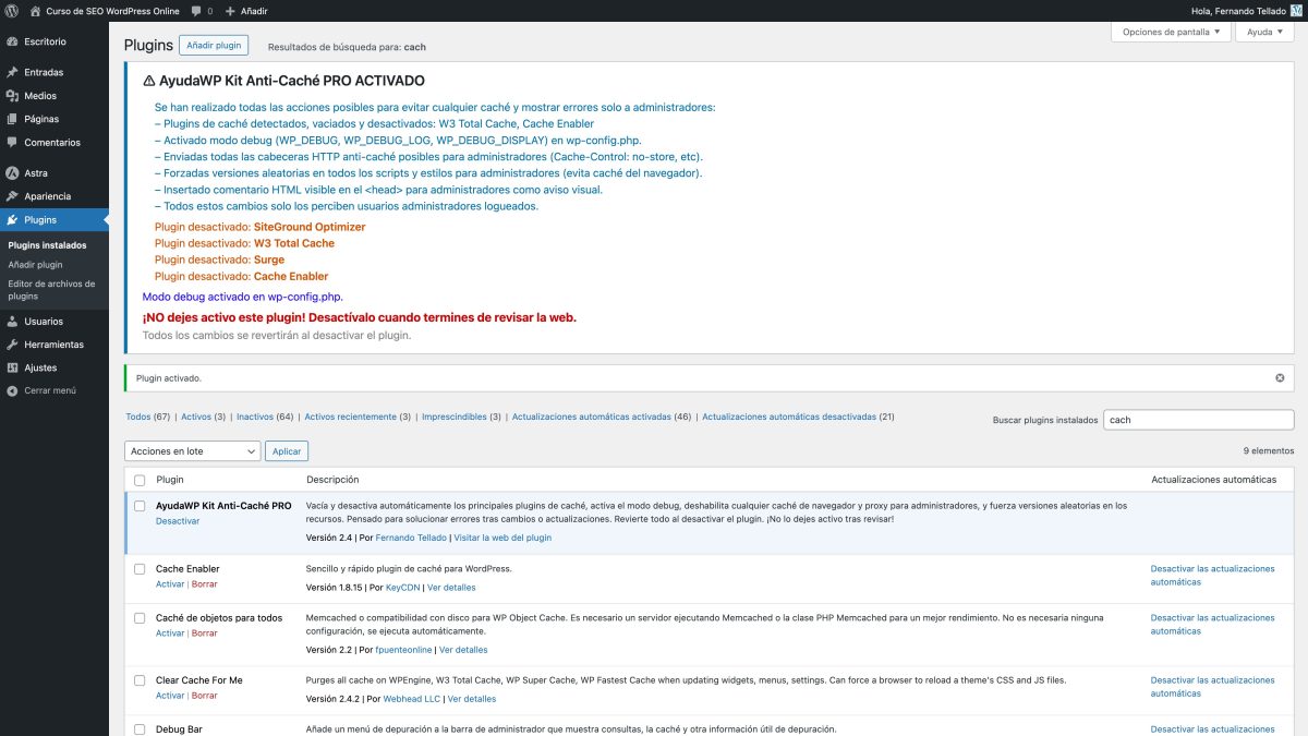 ayudawp kit anti cache pro activado