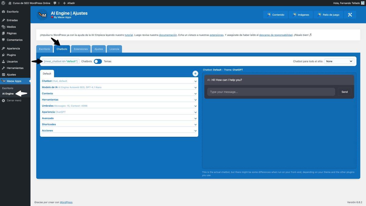 configurar chatbot ai engine