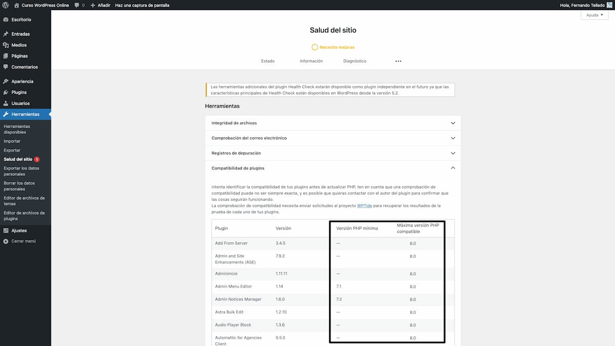 health and troubleshooting comprobar plugins 3