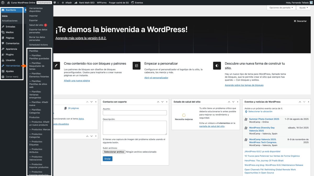 menu admin wordpress limpio menus plugins como submenu de herramientas
