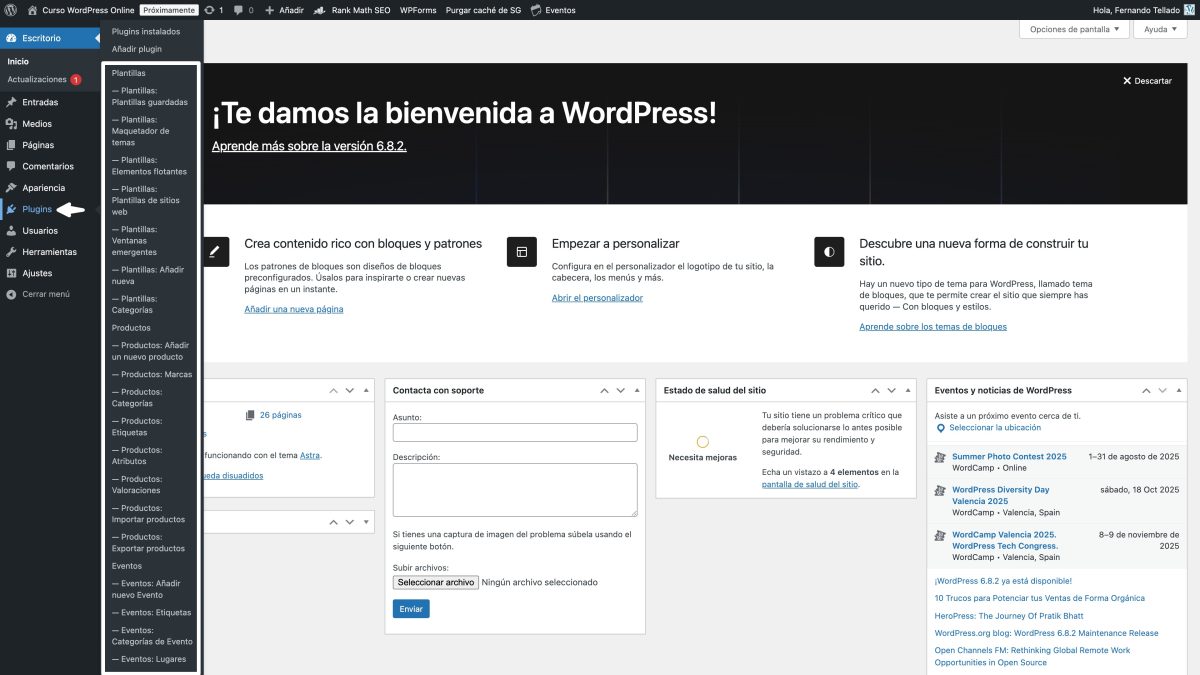 menus plugins bajo menu plugins