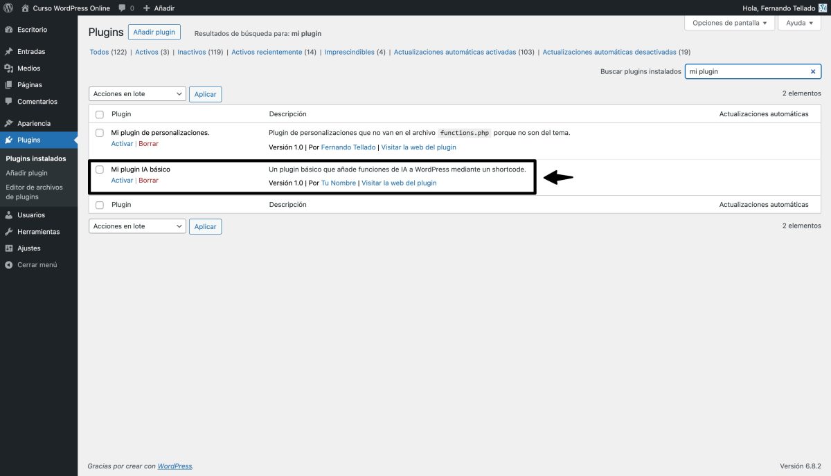plugin ia wordpress instalado
