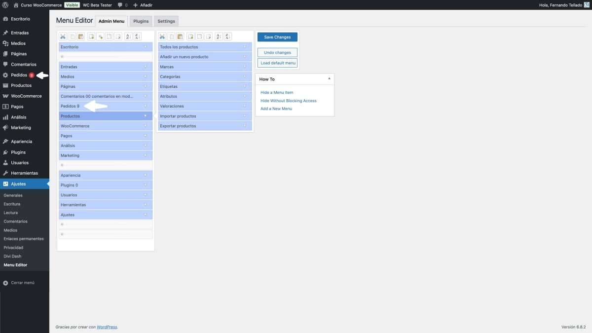 mover menu pedidos admin menu editor