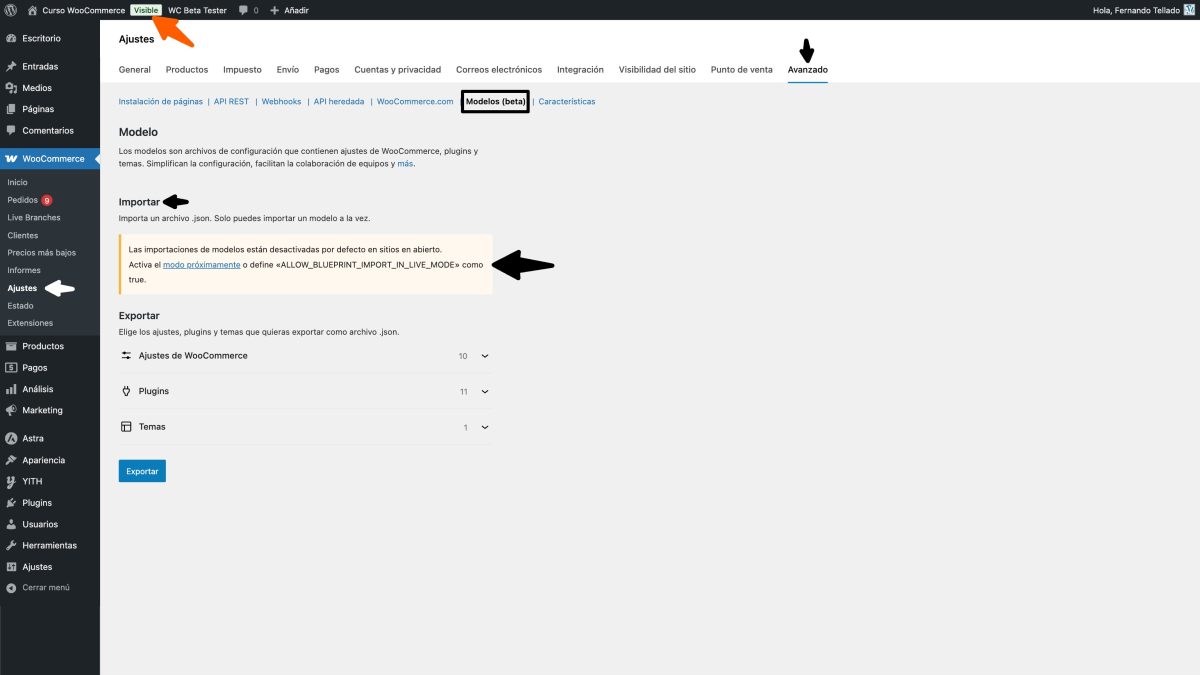 blueprint importar woo visible