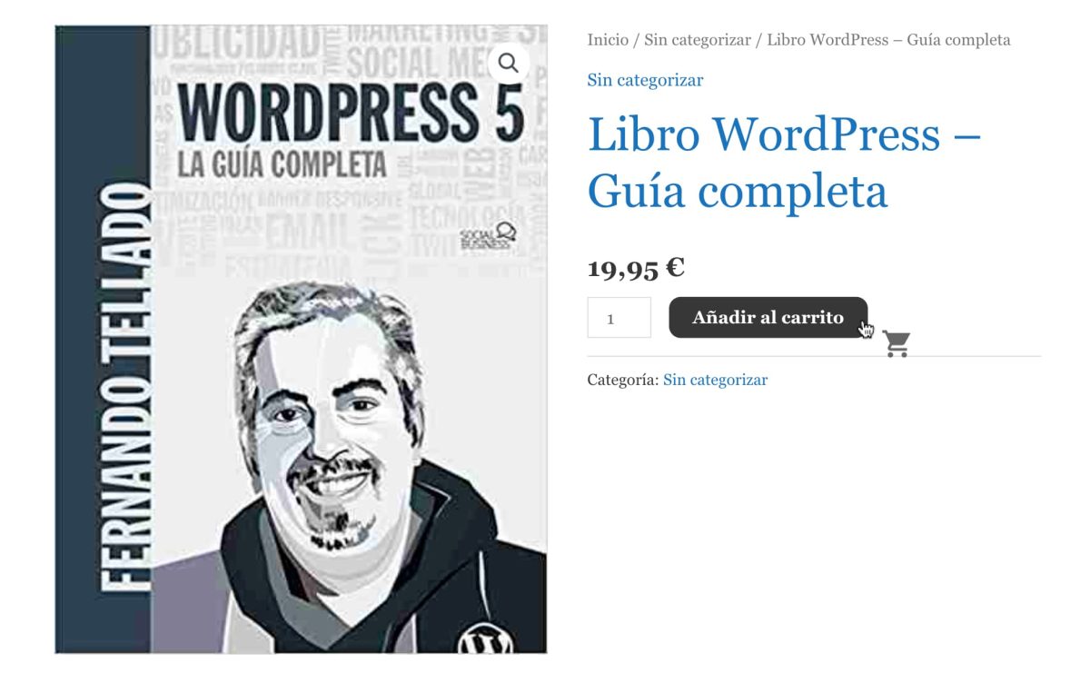 cursor con icono carrito sobre producto