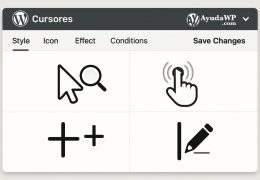 cursores con iconos personalizados wordpress